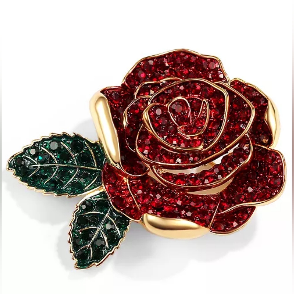 Gold-Tone Colored Crystal Rose Pin, Created for Macy's